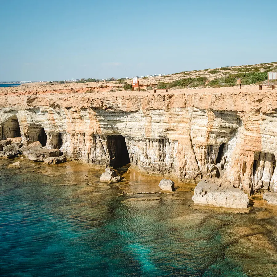 sea caves in cyprus during daytime